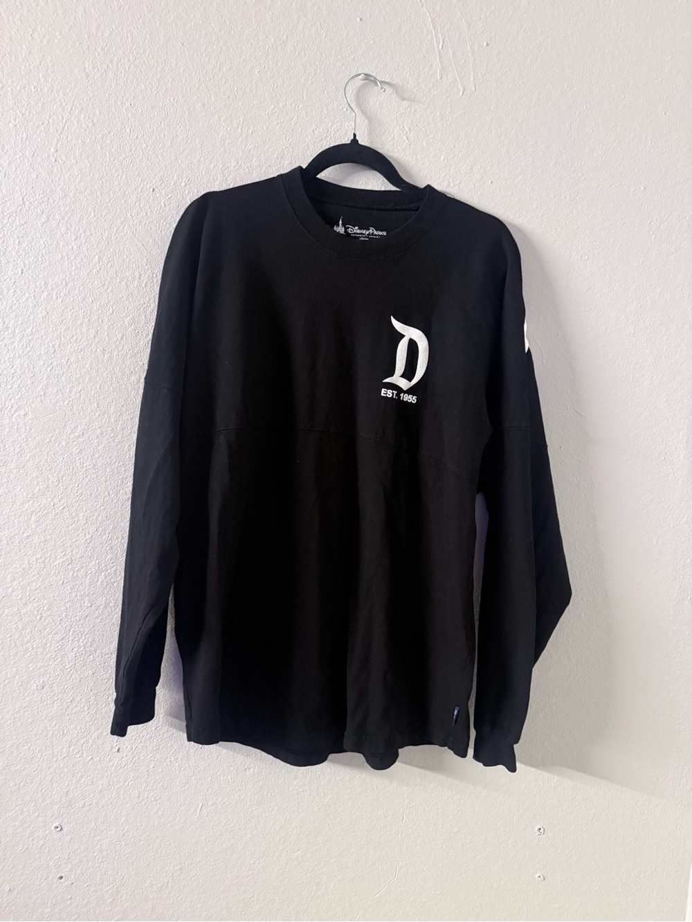 Disney Black Long-Sleeve Shirt with White 'D' Logo